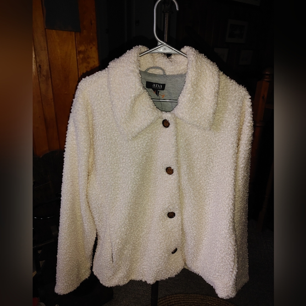A.N.A Cream Teddy Jacket Sz.XXL NWT